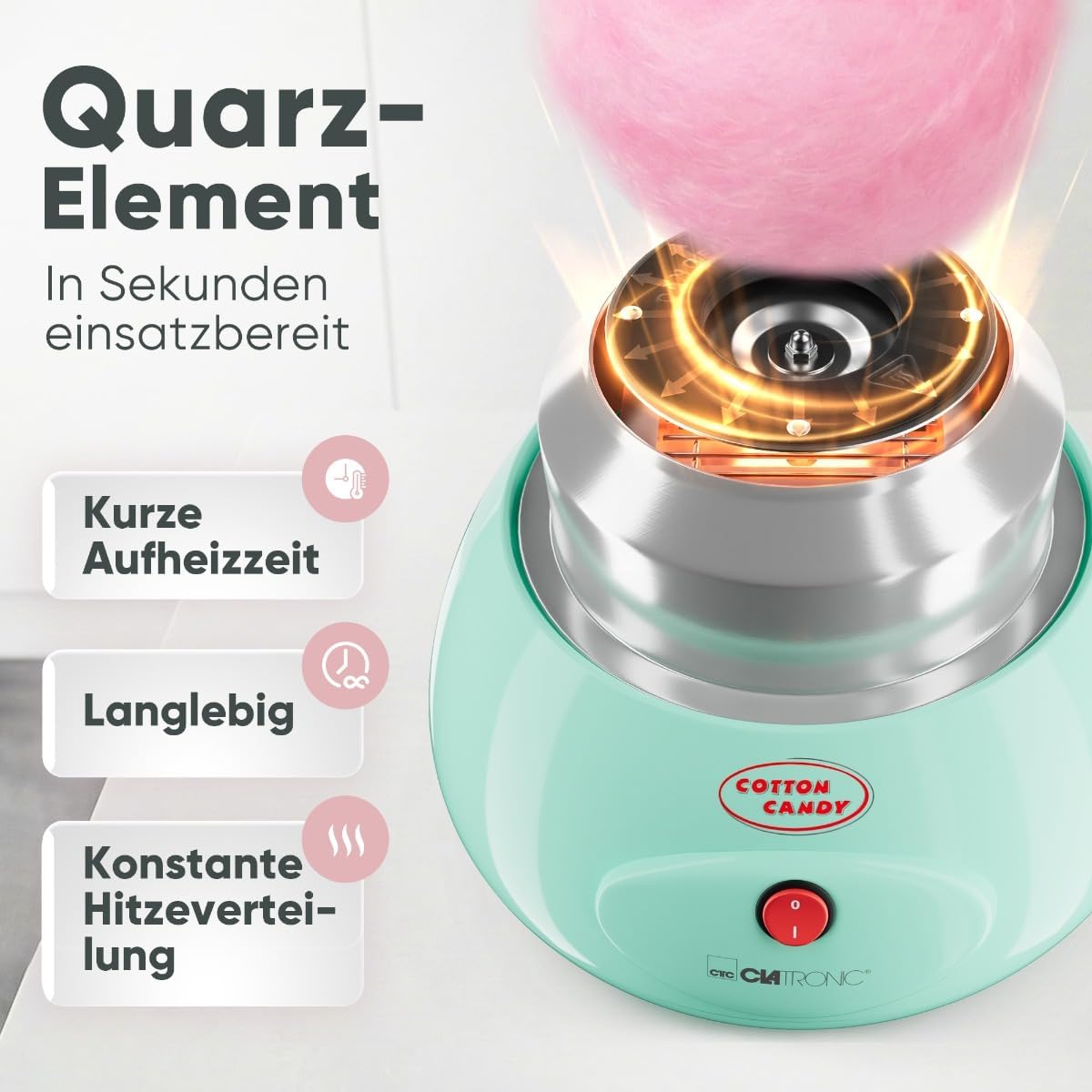 Zuckerwattemaschine ZWM 3478 mit Zubehör, Mint
