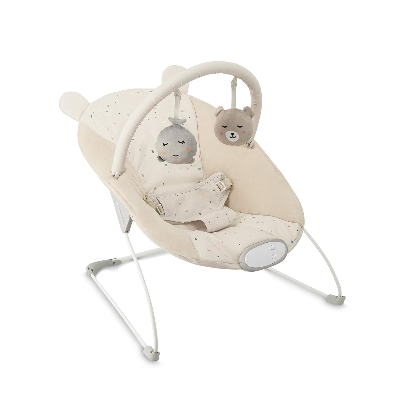 Babywippe Glossy mit Sicherheitsgurt und sensorischem Modul, Beige