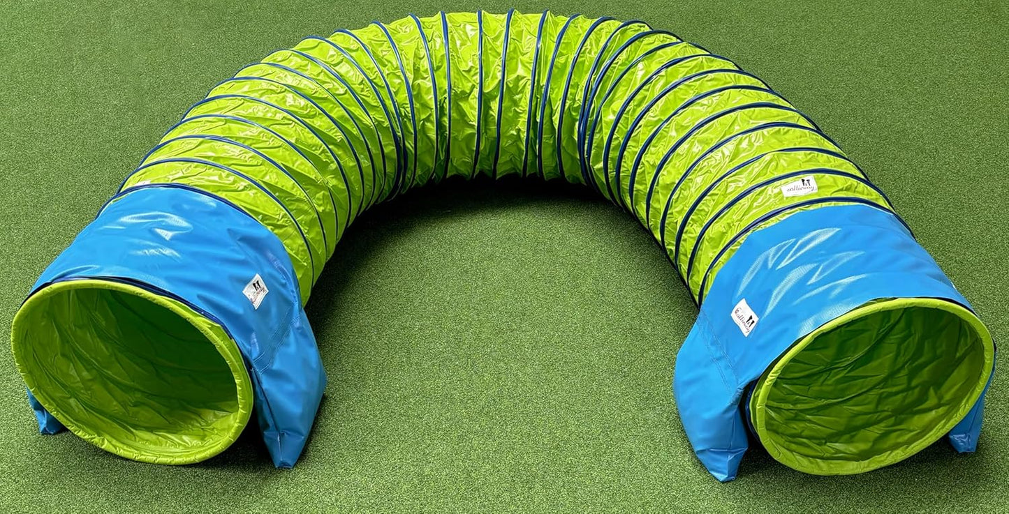 Agility Hundetunnel mit Stützsandsäcken, 3m, 3m limettengrün