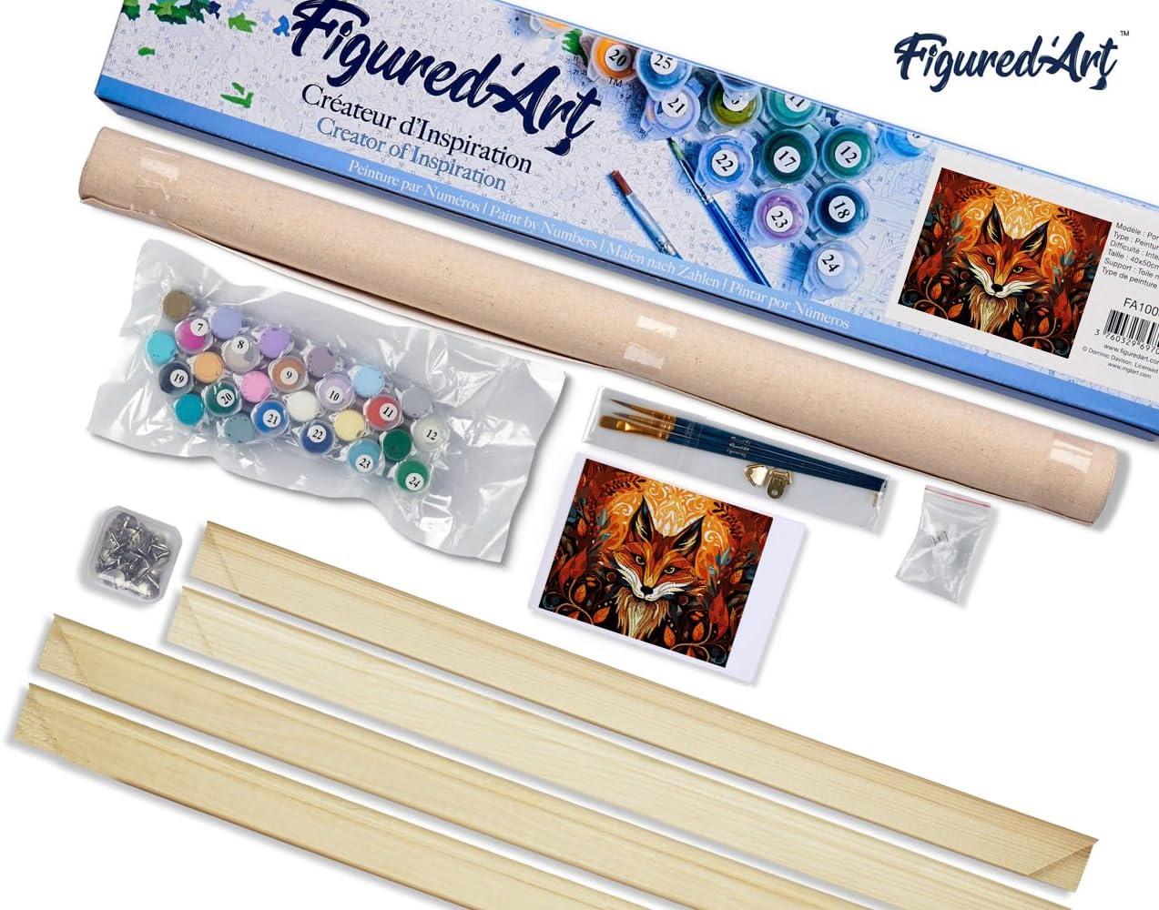 Malen nach Zahlen Set mit Rahmen Fuchs Art Deco, Fuchs Art Deco 40x50cm Mit Keilrahmen (nicht gespannt)