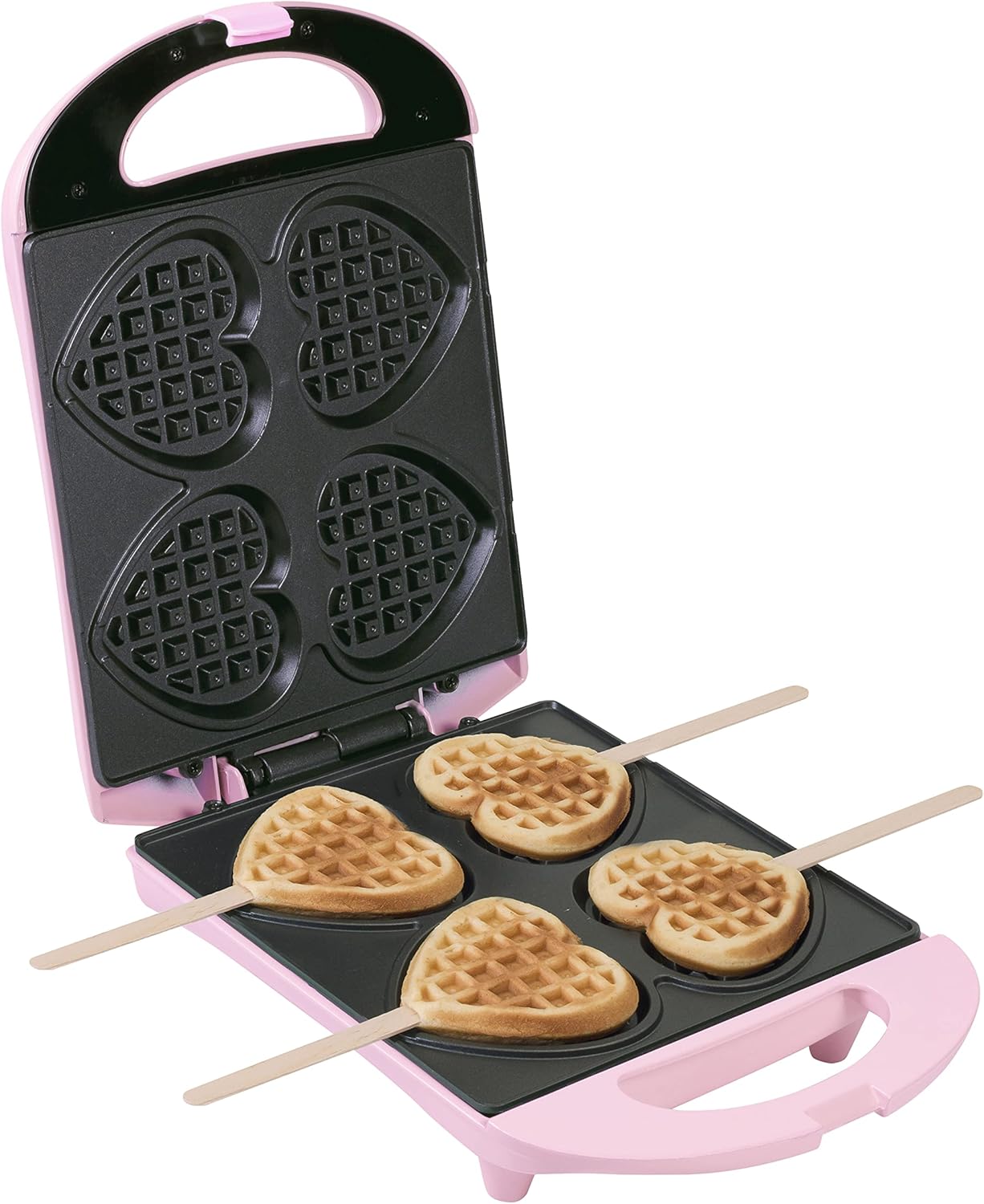 Waffeleisen für Herzwaffeln am Stiel, Rosa