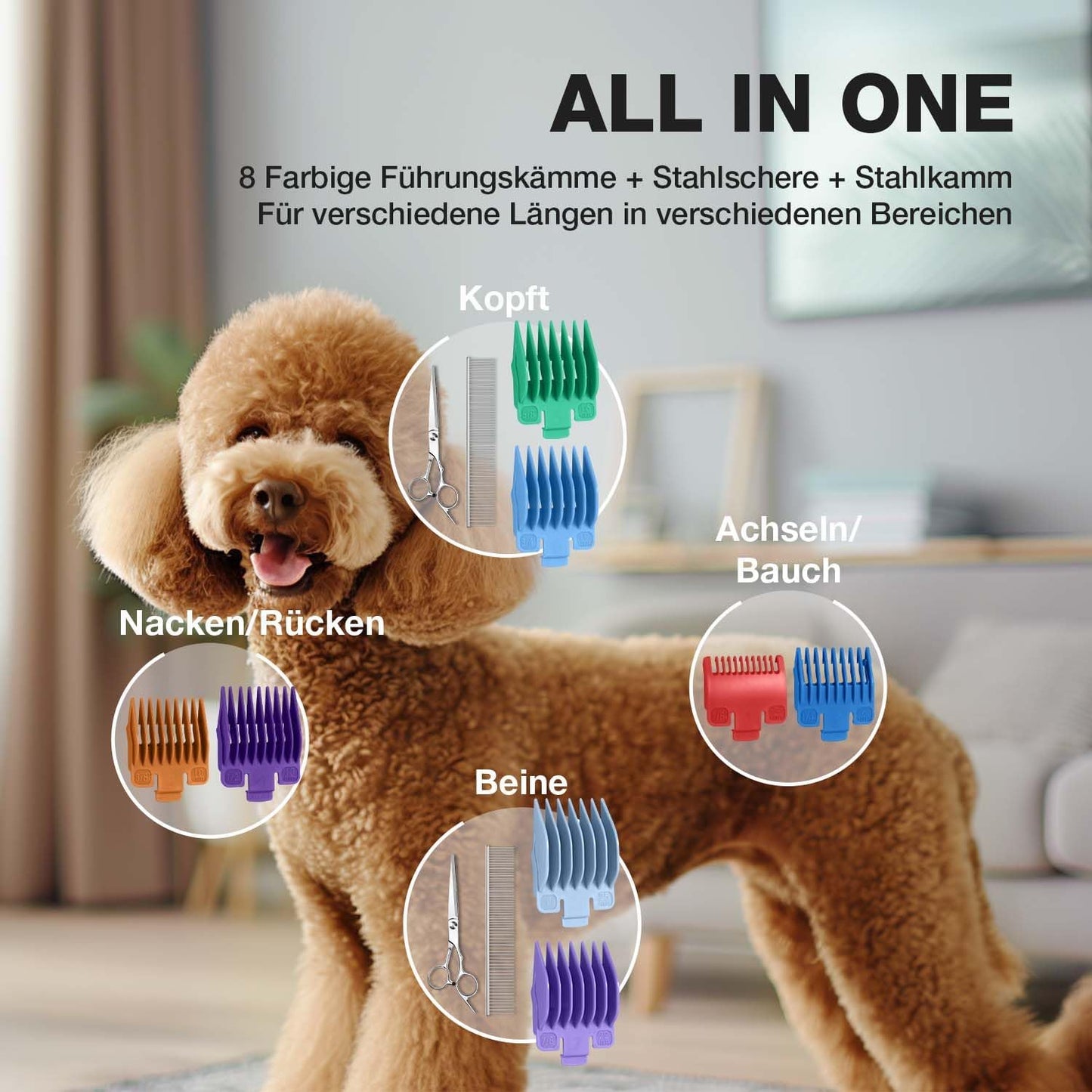 Hundeschermaschine mit Zubehör, Silber