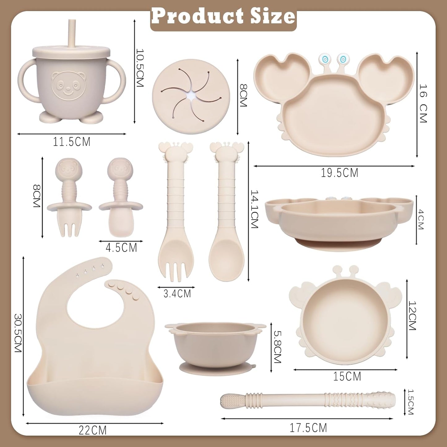 10-teiliges Kindergeschirr-Set, Beige