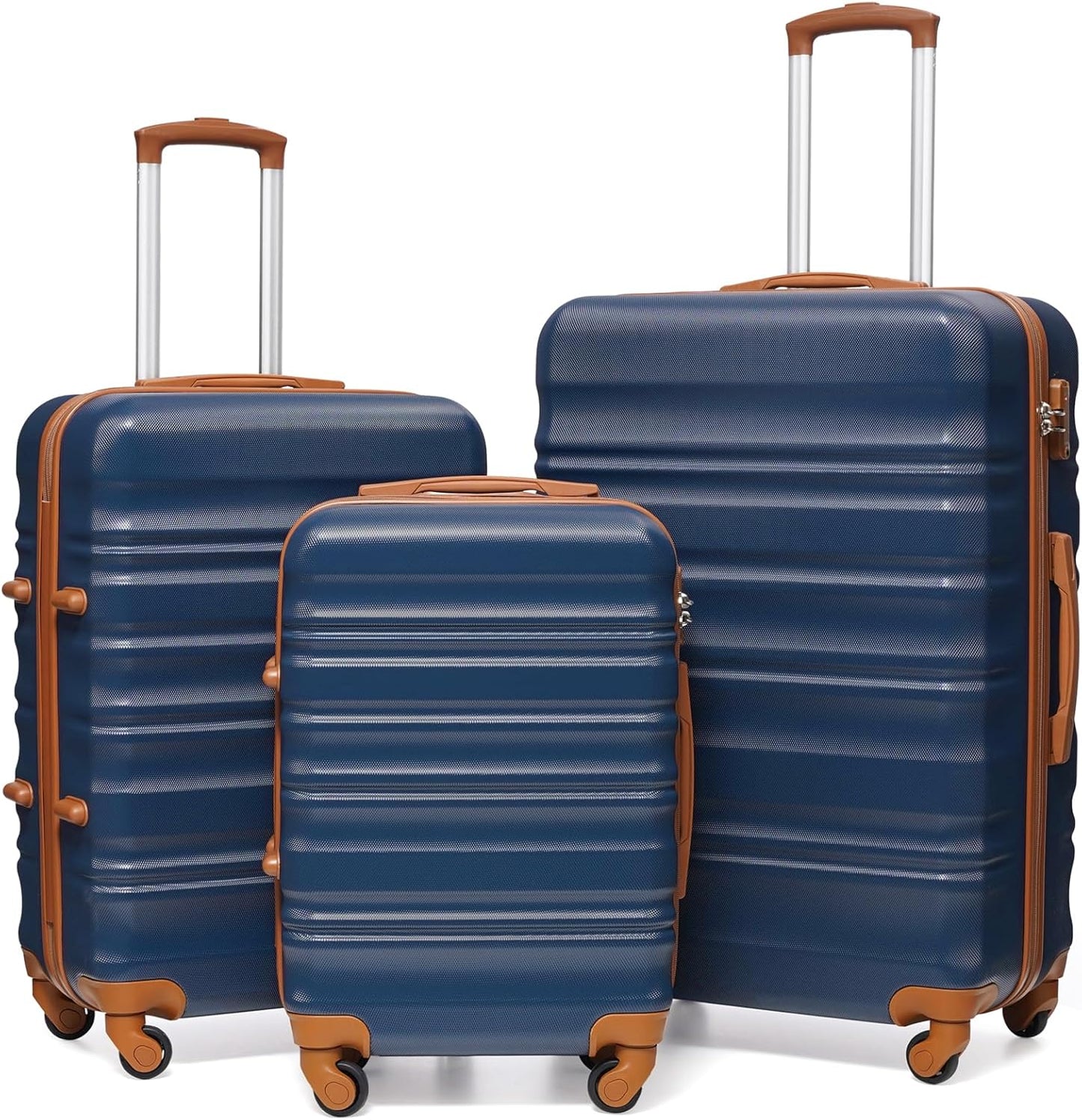 3-teiliges Hartschalen-Koffer-Set, Koffer-Set Blau/Braun