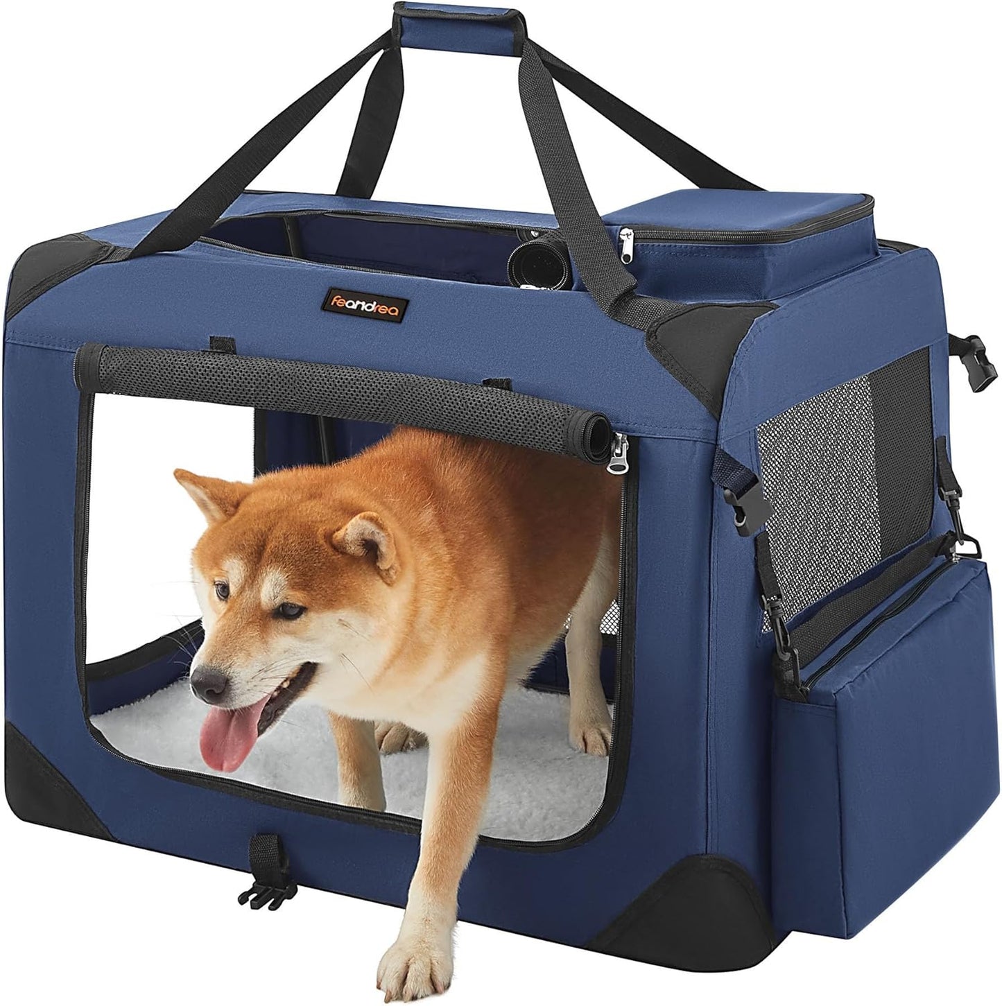 Faltbare Hundetransportbox (Grösse L), L 70 x B 52 x H 52 cm, Dunkelblau