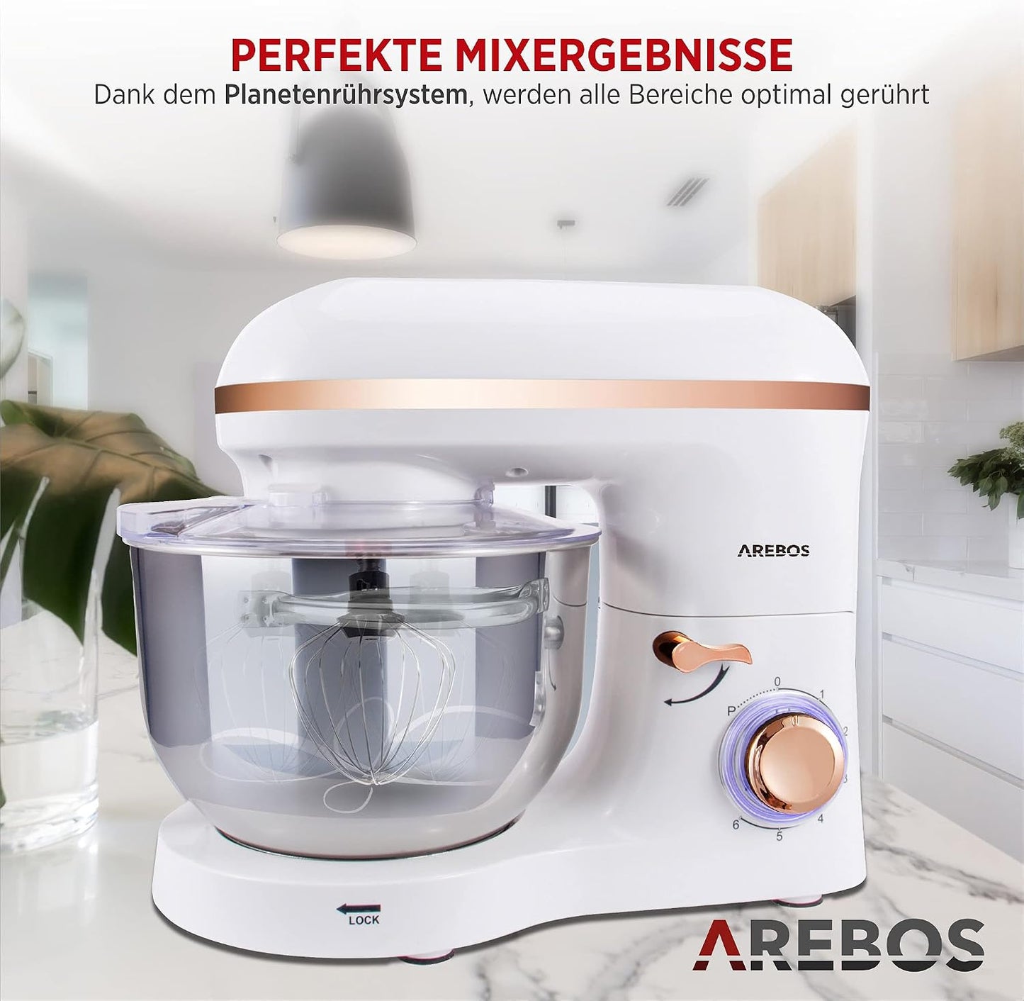 Küchenmaschine mit Rührschüssel, Weiss