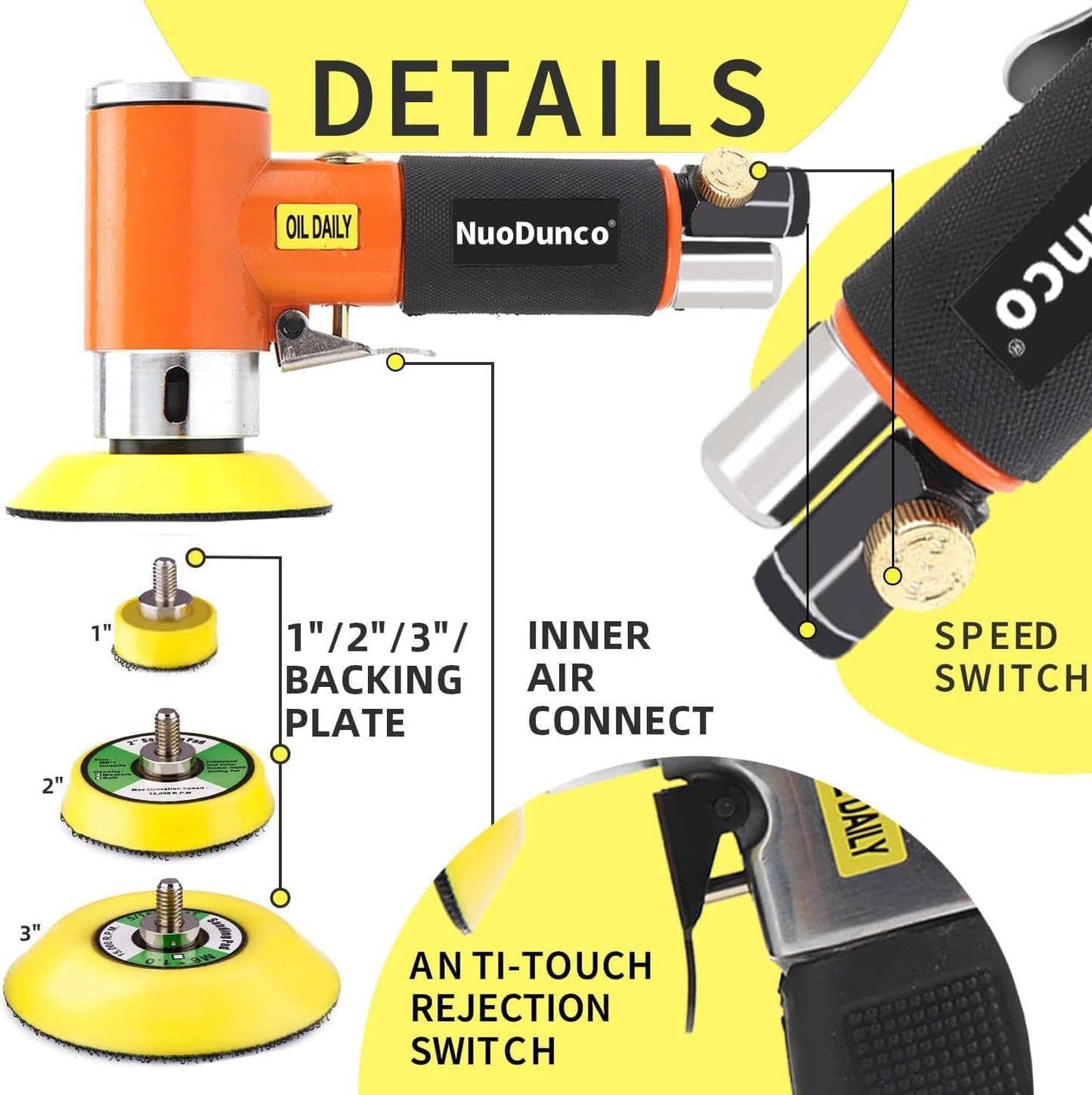 Mini Druckluft-Polierer Set 27-tlg., Orangefarbenes Druckluftschleifset