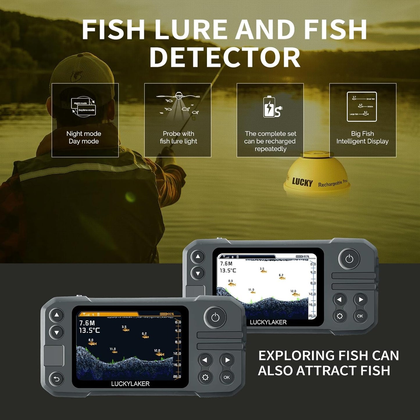 Tragbarer kabelloser Sonar-Fischfinder MT-202