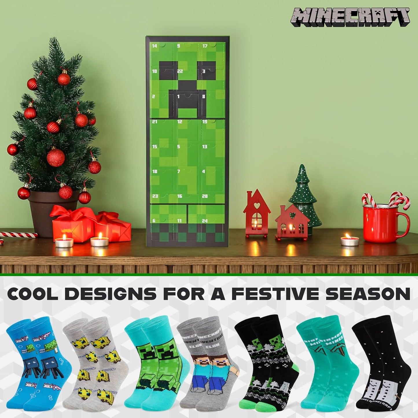Adventskalender mit Minecraft-Socken