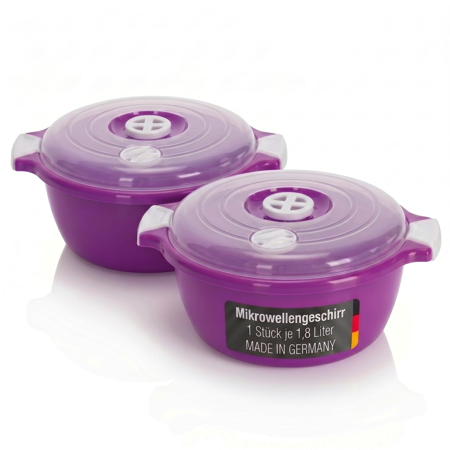 2-teiliges Mikrowellenschüssel-Set mit Dampfventil, Lila