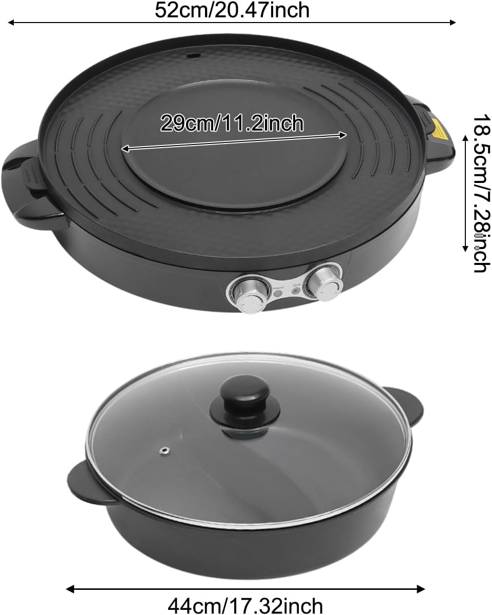2in1 Hot Pot mit Grillfunktion, Schwarz