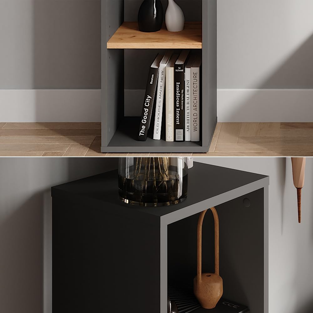 Standregal Orlando, Anthrazit/Goldkraft Eiche 90 x 30 cm