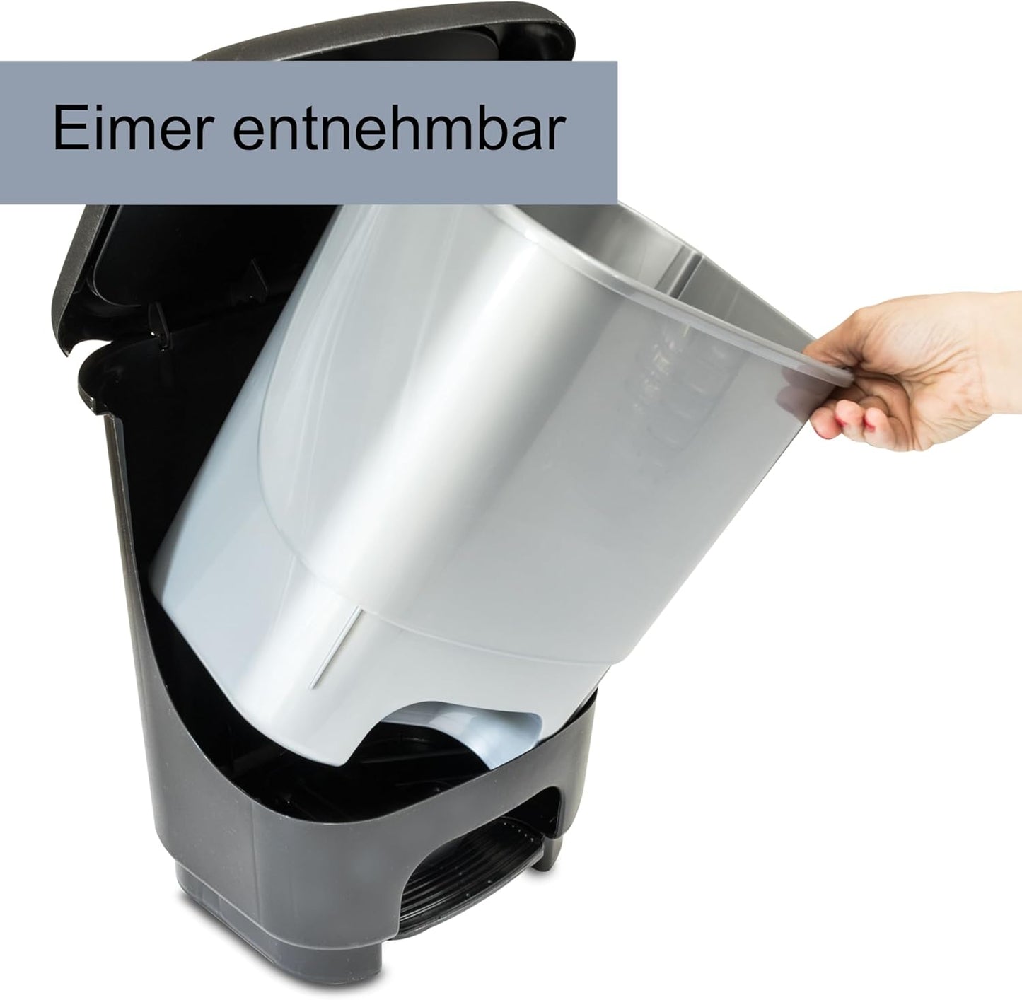 Treteimer für Küche und Bad, Grau 10 Liter