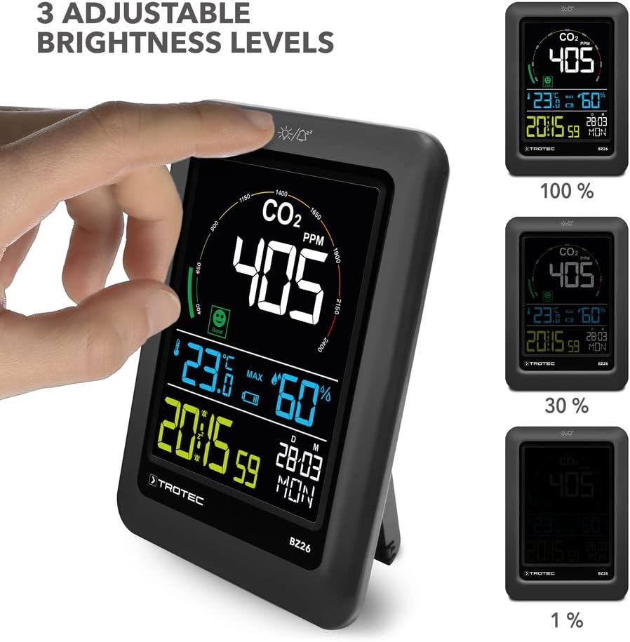 CO2 Messgerät BZ26 Luftqualitätsmonitor, Mit Wohlfühlindikator