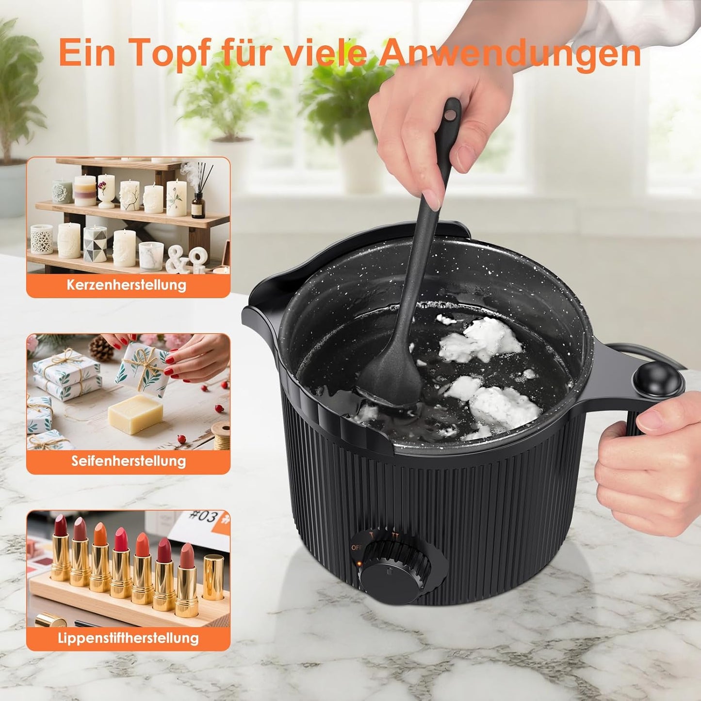 Kerzenwachs Schmelztopf mit Zubehör, Satz