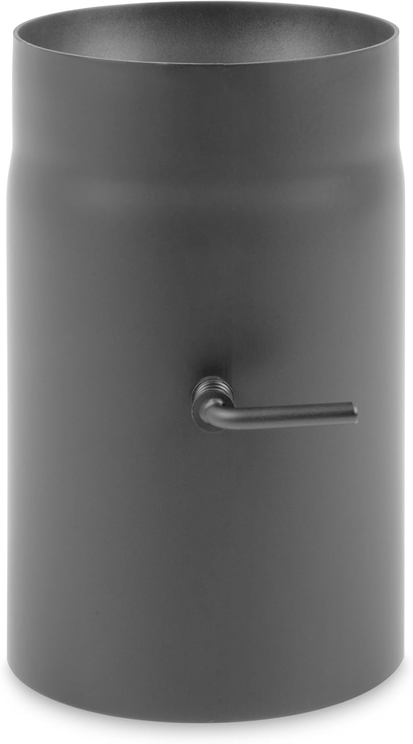 Ofenrohr mit Drosselklappe, 25 cm Ofenrohr mit Drosselklappe - Ø 150 mm Gussgrau
