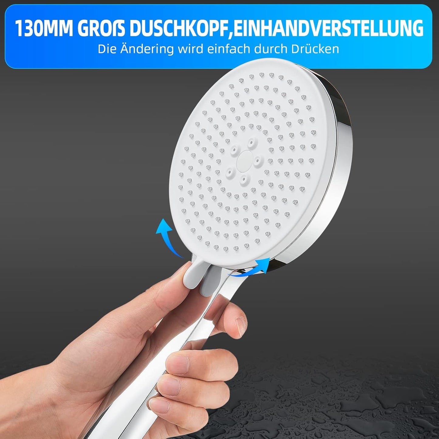 Wassersparender Duschkopf mit 5 Strahlarten, 5 Strahlarten-chrom