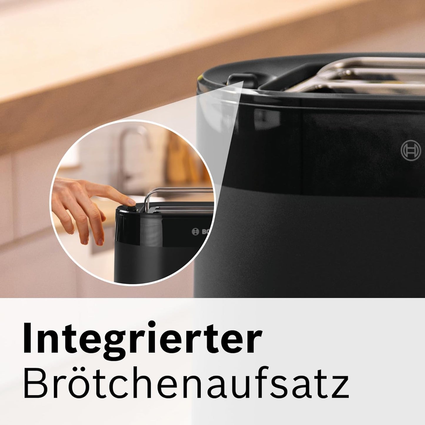 Kompakt Toaster MyMoment mit Brötchenaufsatz, Brotaufsatz integr. ; Schwarz