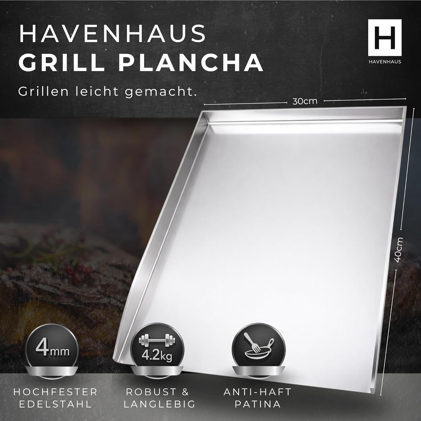 Grillplatte mit Smash Burger Zubehör-Set, Grillplatte 4mm + Smash Burger Set XXL