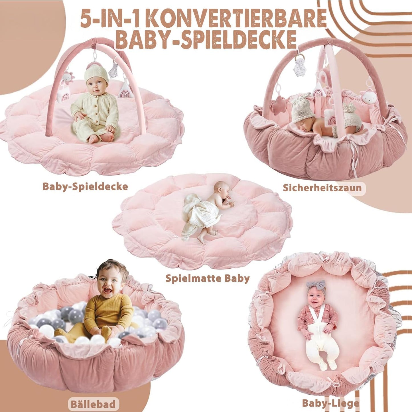 Baby-Spielbogen mit Spieldecke, Hellrosa
