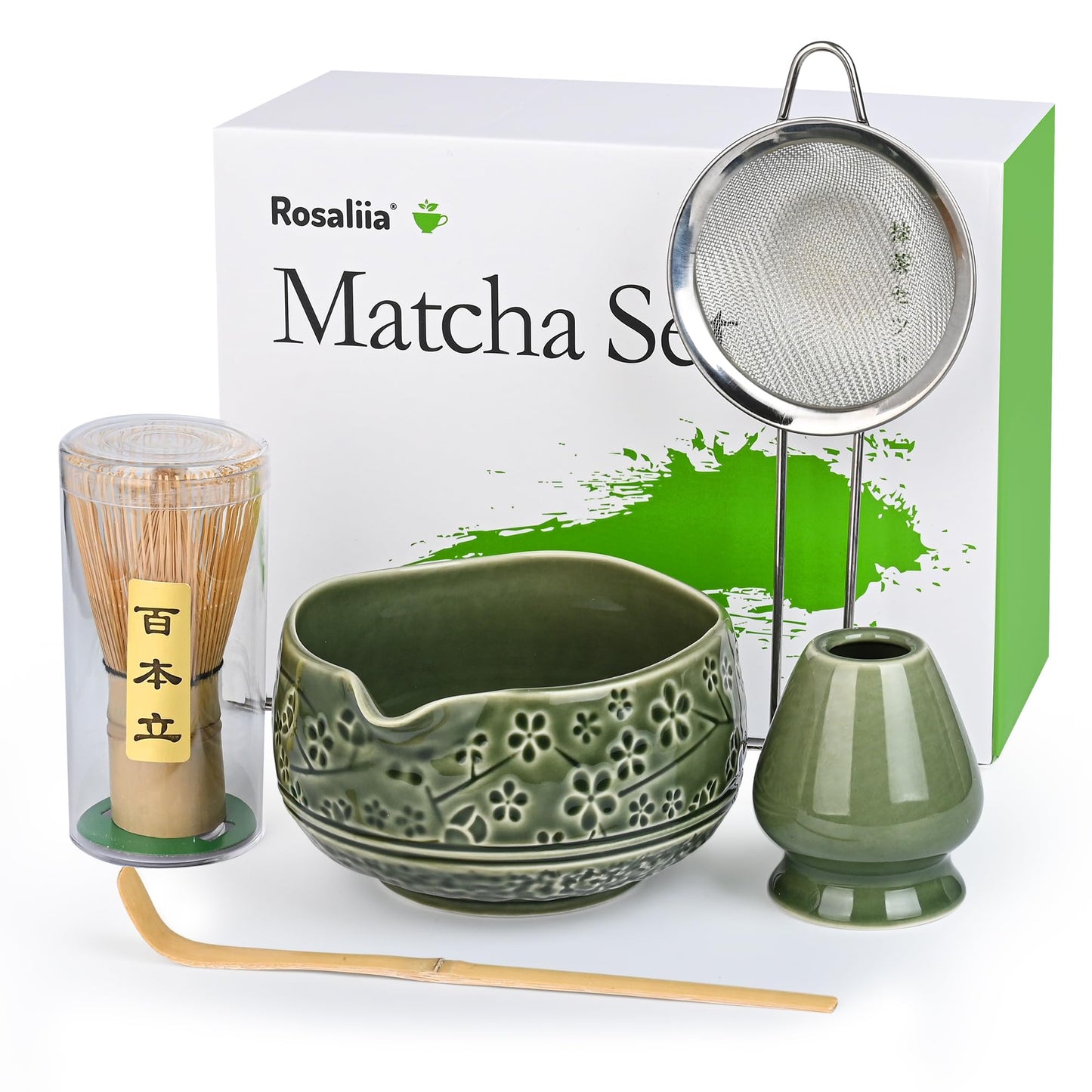 Matcha-Schneebesen-Set für Teeliebhaber, Dunkelgrün