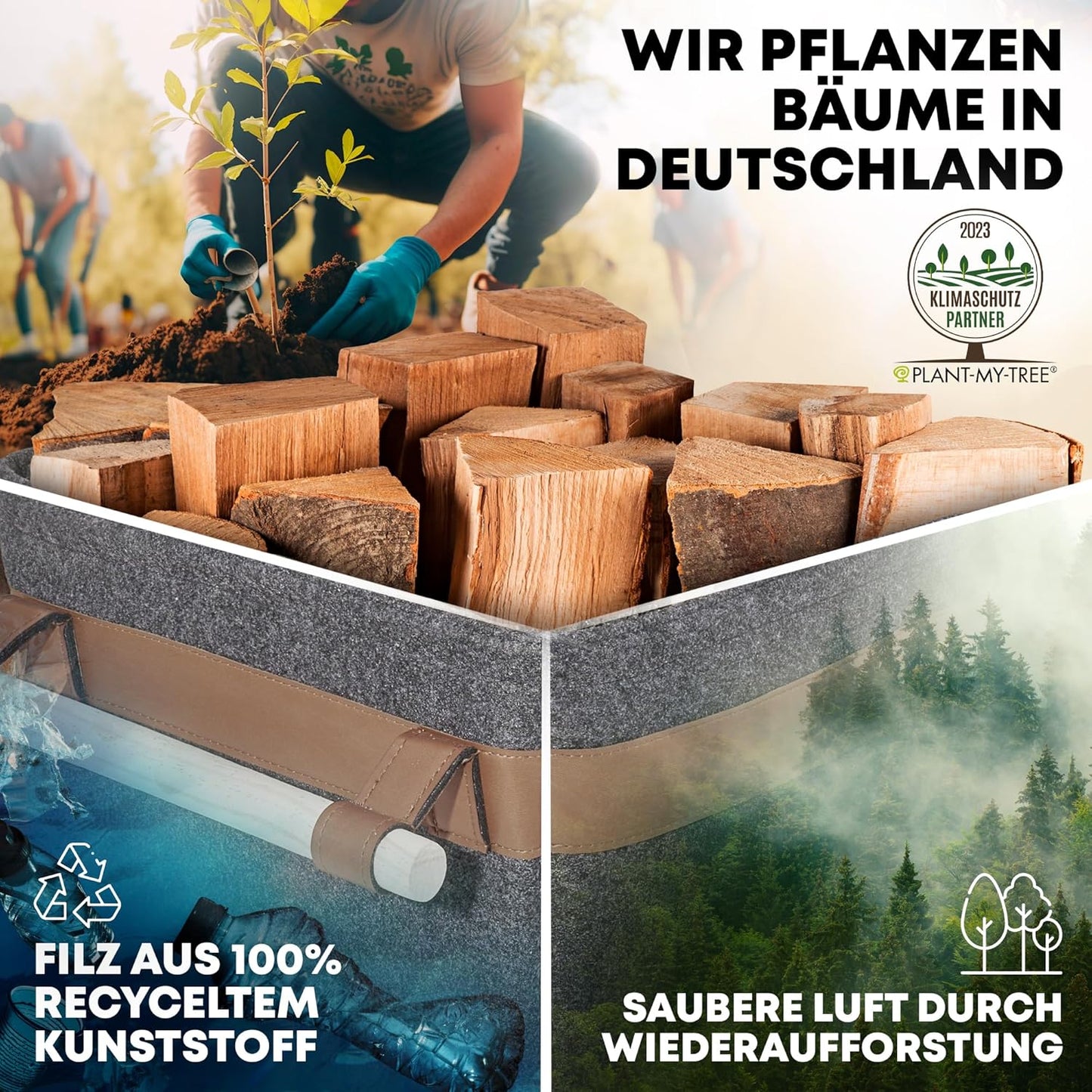 Holzkorb, Dunkelgrau Bundle