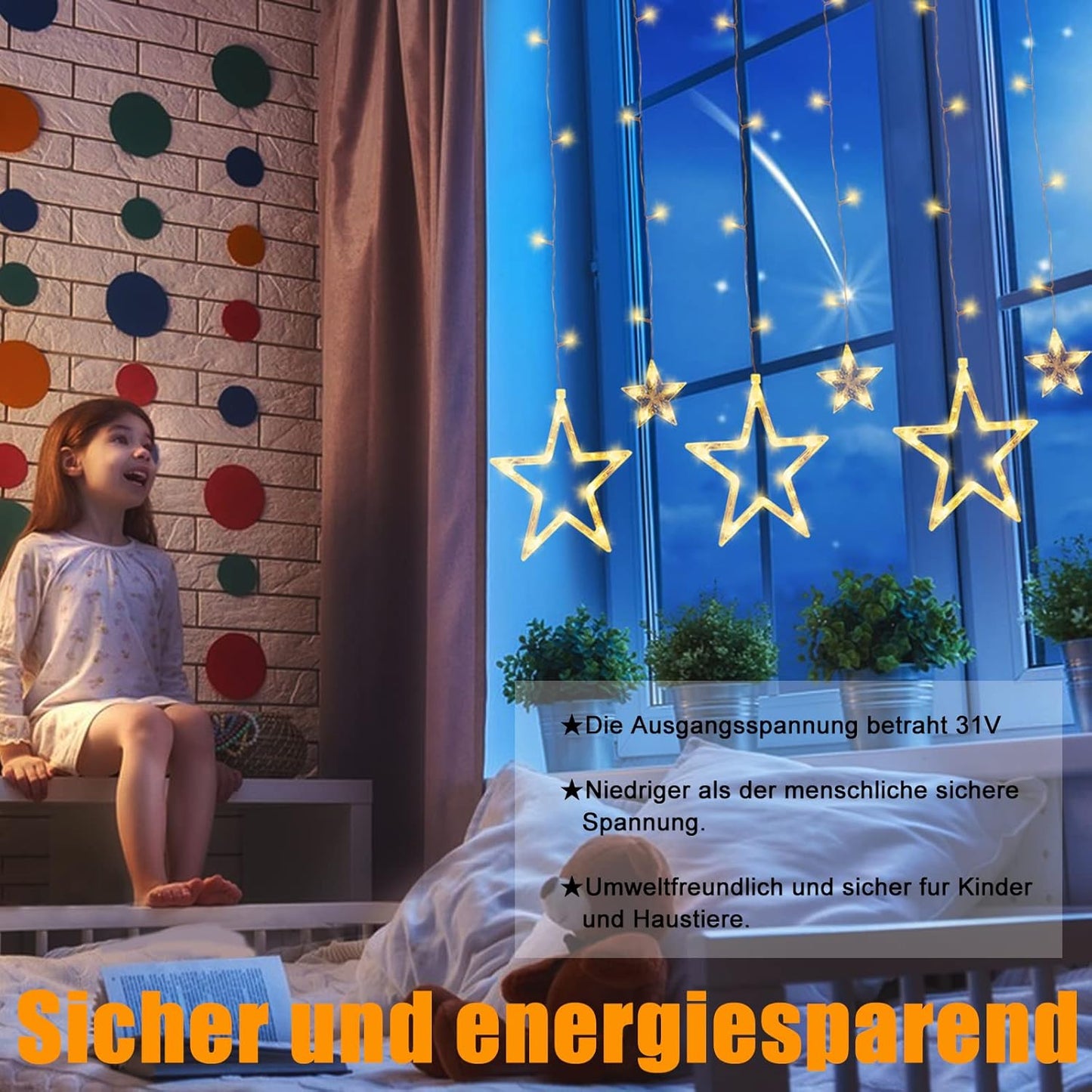 LED-Sternenvorhang, Warmweiß