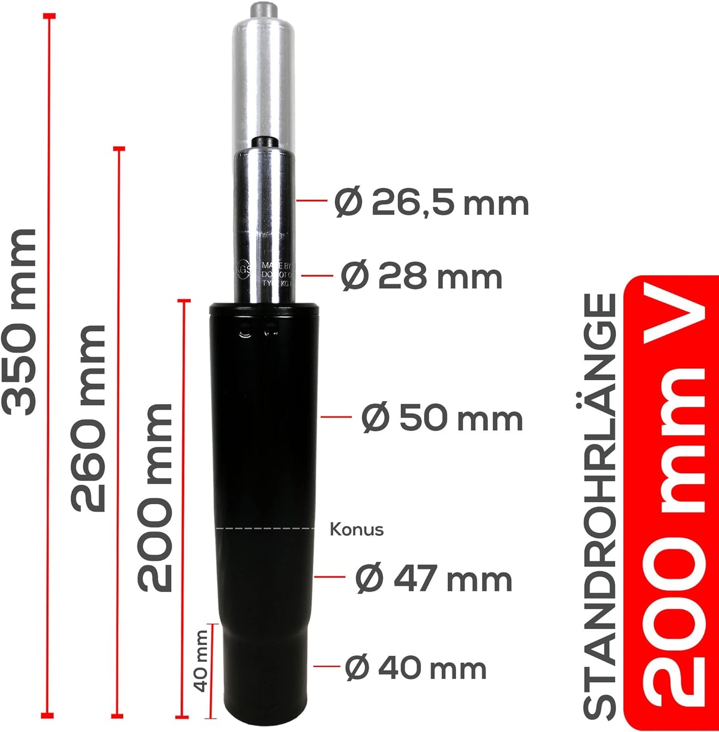 Bürostuhl Gasfeder, 200 mm V