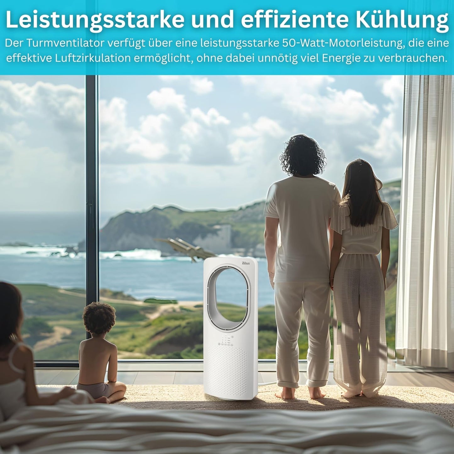 Turmventilator mit Fernbedienung und Kühlung