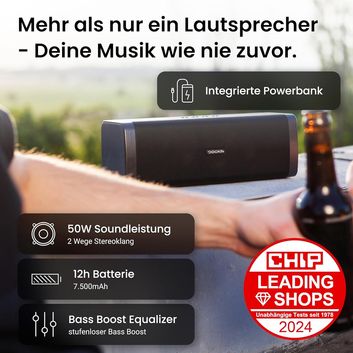 Bluetooth Lautsprecher, D FINE EVO (Testsieger)|1 Speaker, Schwarz