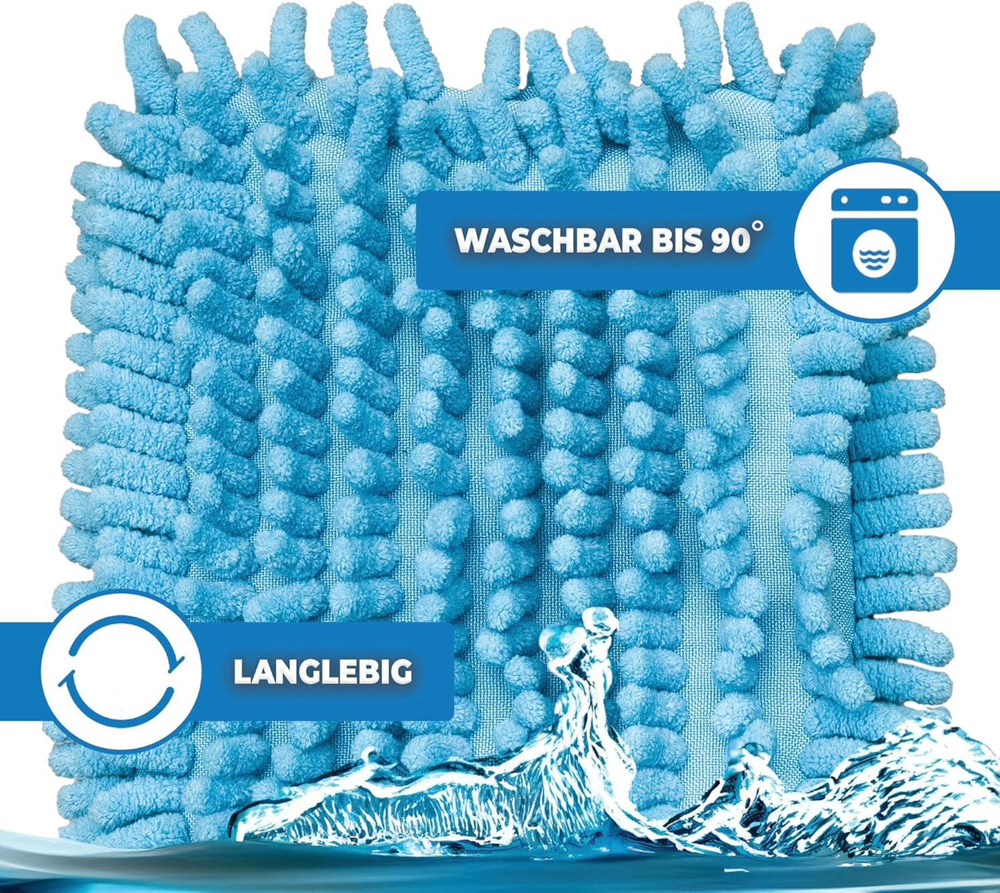 Chenille Wischmopp Ersatzbezüge (10 Stück, 40 cm), 10 Chenille Blau - 40cm