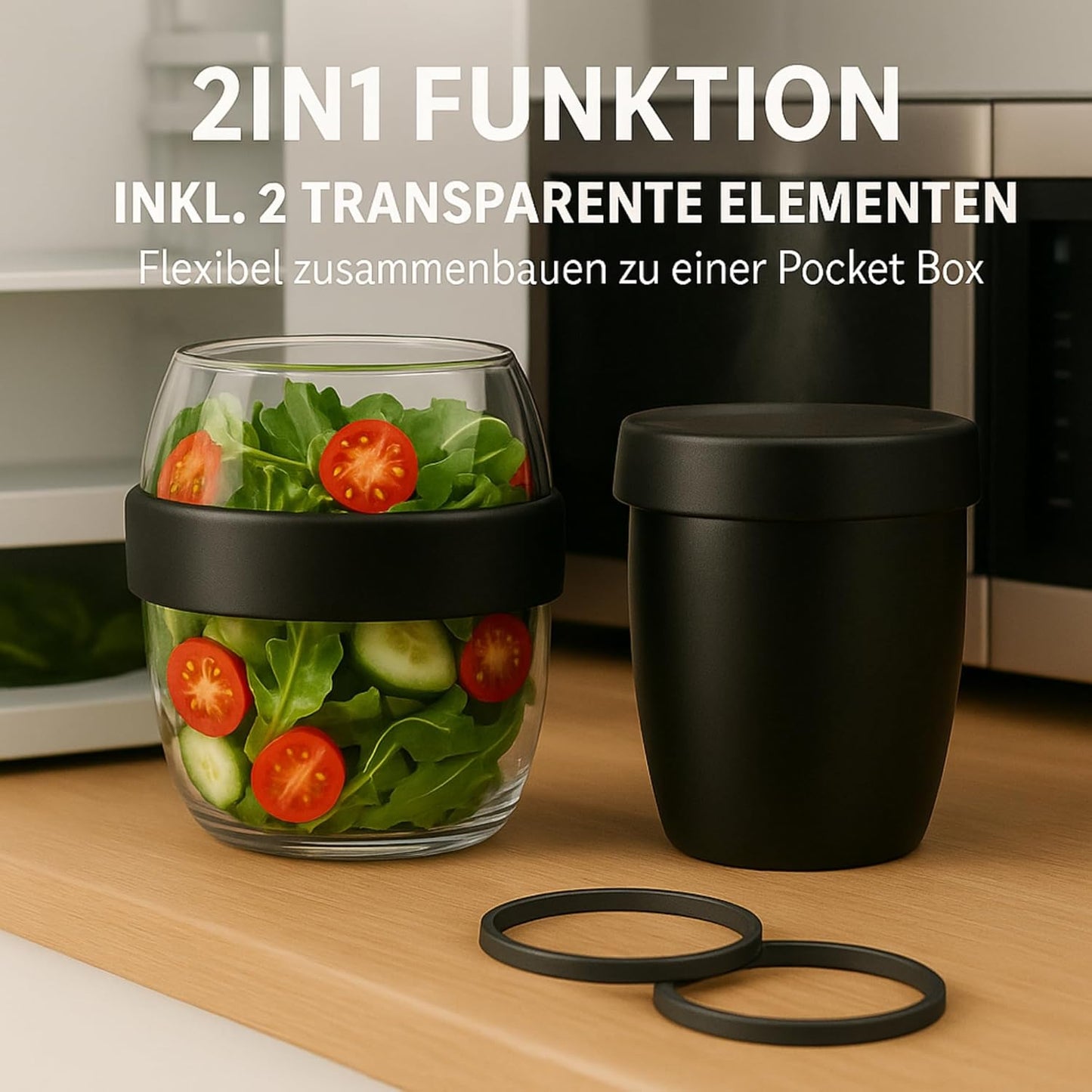 2in1 Müslibecher mit auslaufsicheren Fächern, 700 ml (1er Pack)