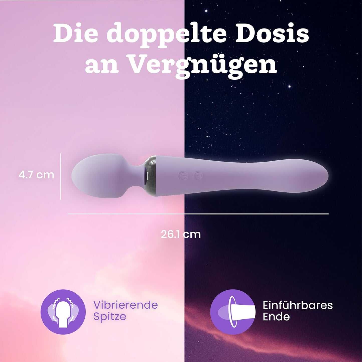 Doppelkopf Vibrator mit 10 Vibrationsmodi, Flieder