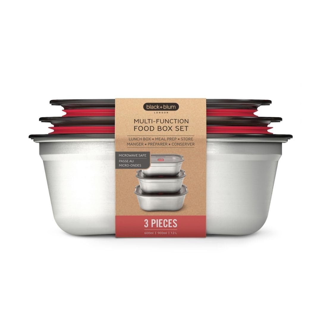 Multifunktions Lunchbox Set Edelstahl (3 Grössen), Eckig 600 ml, 900ml, 1,2L