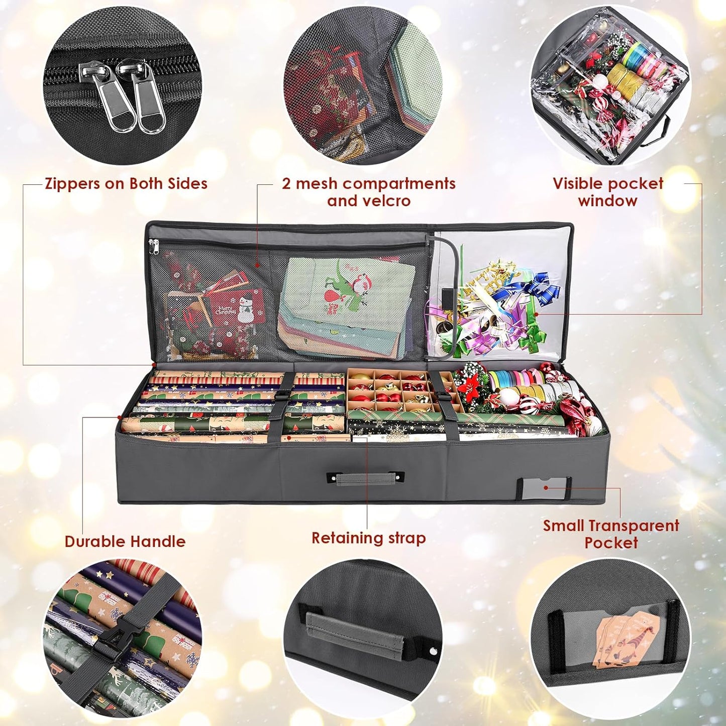 Geschenkpapier Organizer mit 3 Fächern, grau