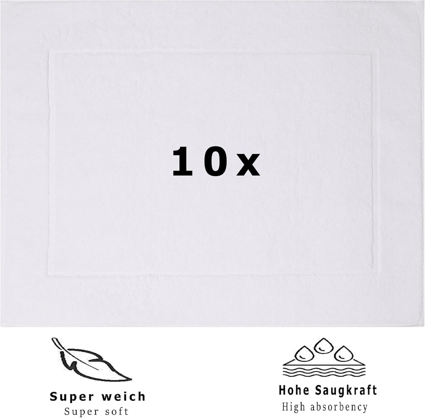 10er-Set Badvorleger, 50x70 cm, 10x Badvorleger Weiss