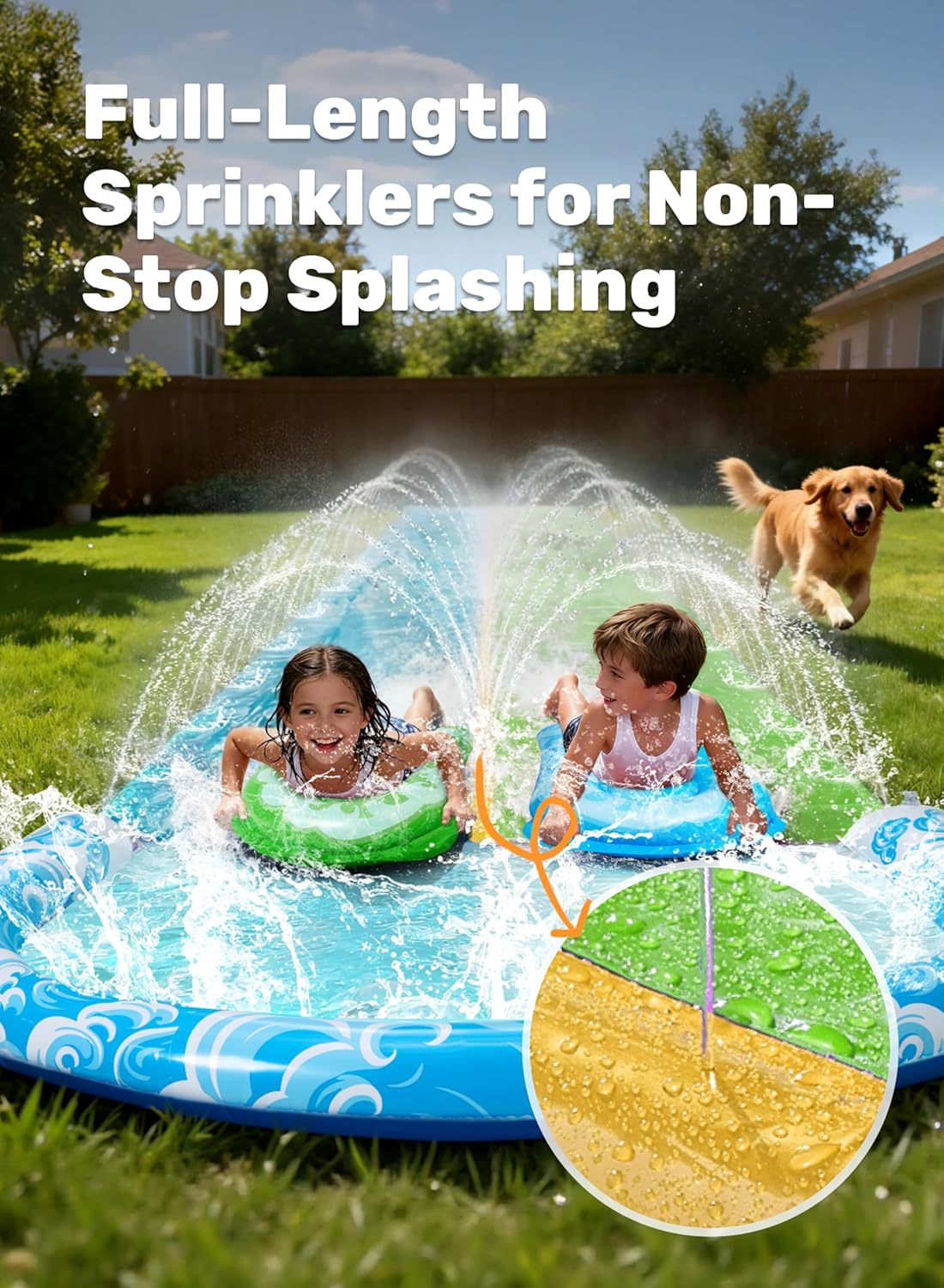 Wasserrutsche mit Sprinkler, 990.6cm Blau, Grün
