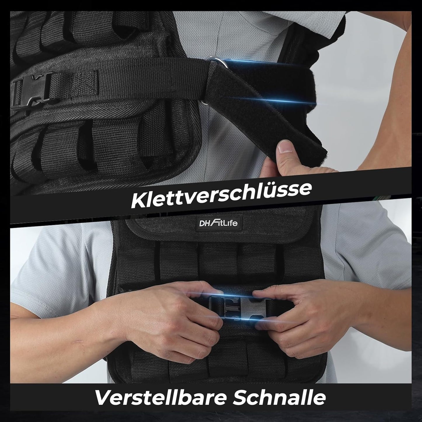 Verstellbare Gewichtsweste, Schwarz-10kg