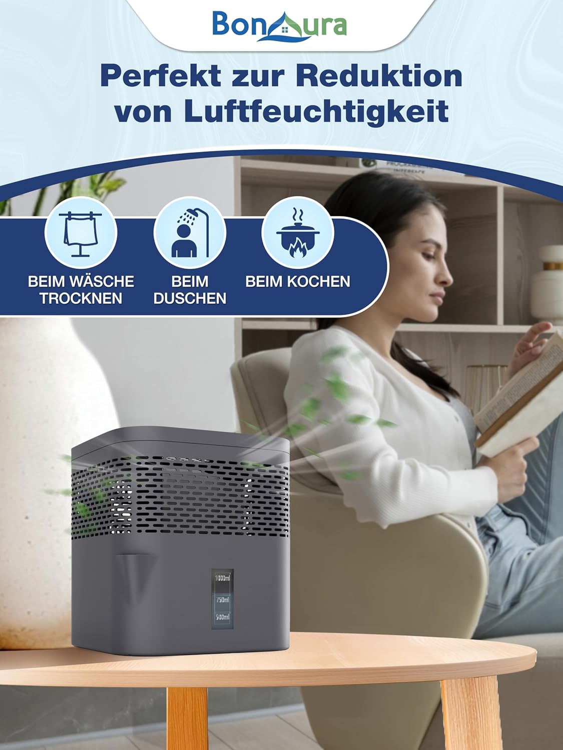Luftentfeuchter ohne Strom mit Nachfüllpack, Titanium Gray