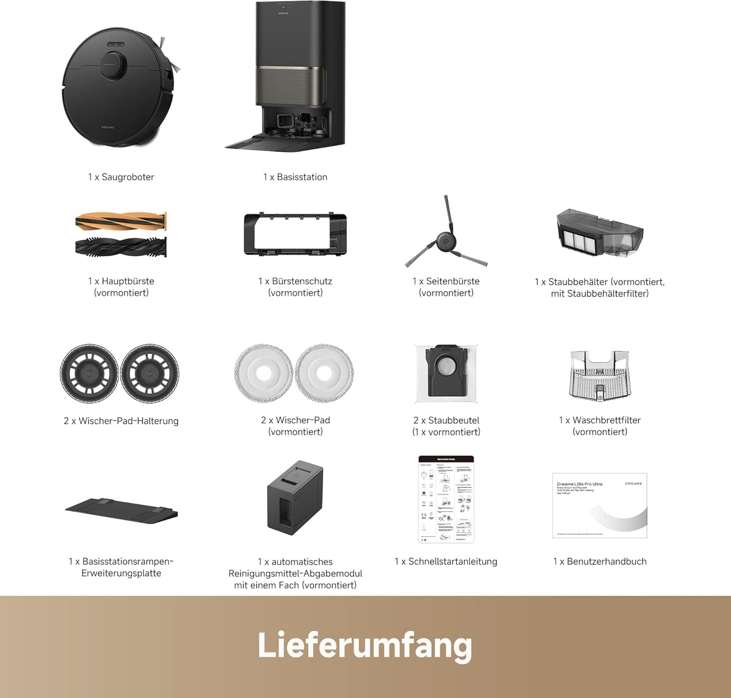 L50s Pro Ultra Saugroboter mit Wischfunktion & Selbstreinigung, L50s Pro Ultra Schwarz