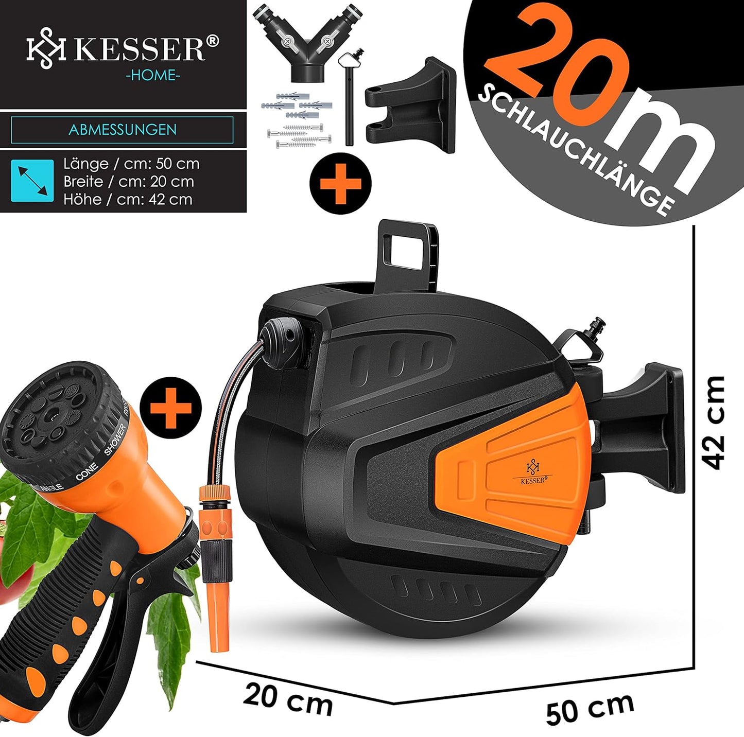 Schlauchtrommel, 20 Meter Orange