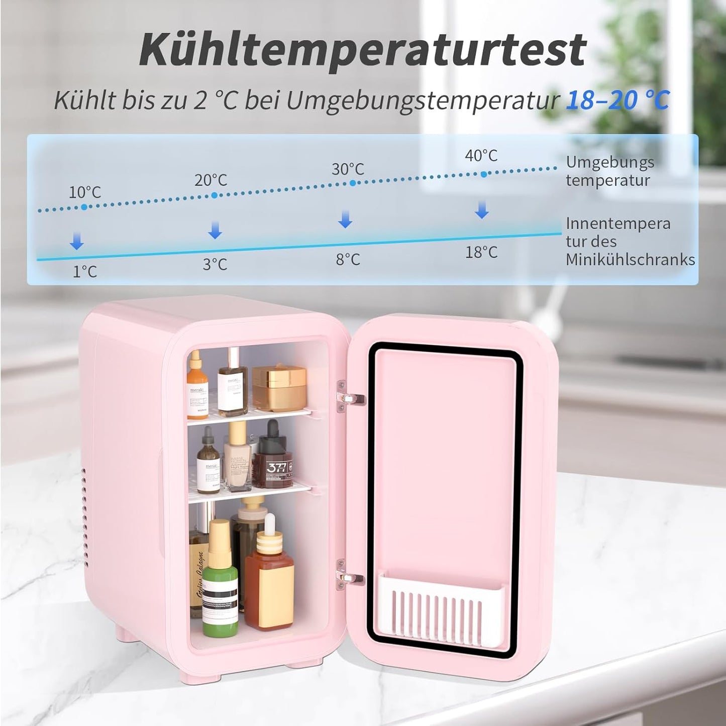 Mini-Kühlschrank 6L für Hautpflege & Getränke, Rosa