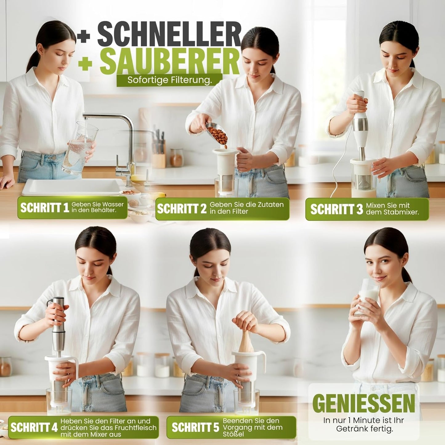Pflanzenmilchbereiter mit Stabmixer-Kompatibilität, Mulsi
