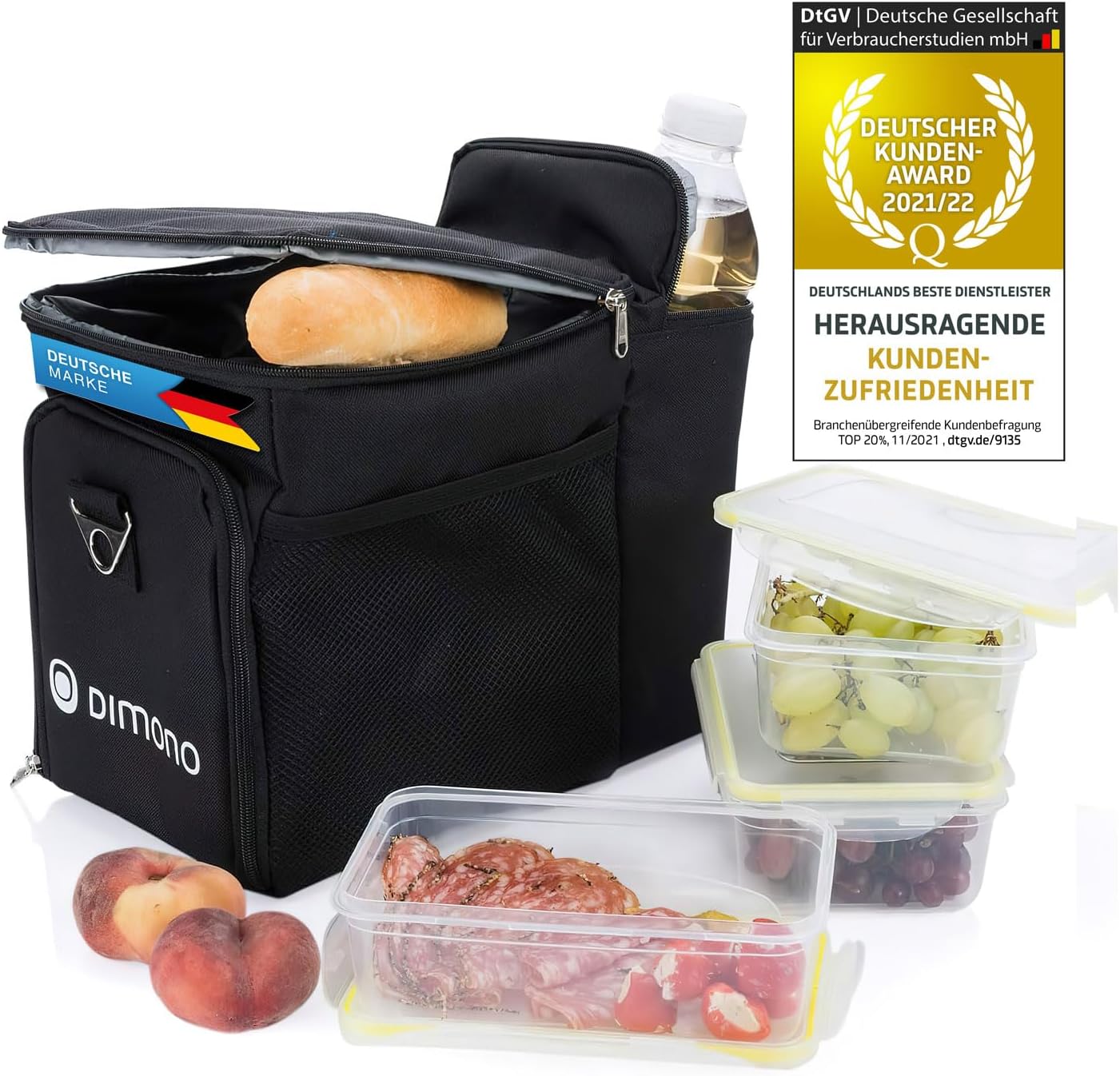 Kühltasche inkl. 3 Boxen & Kühlakku, Schwarz