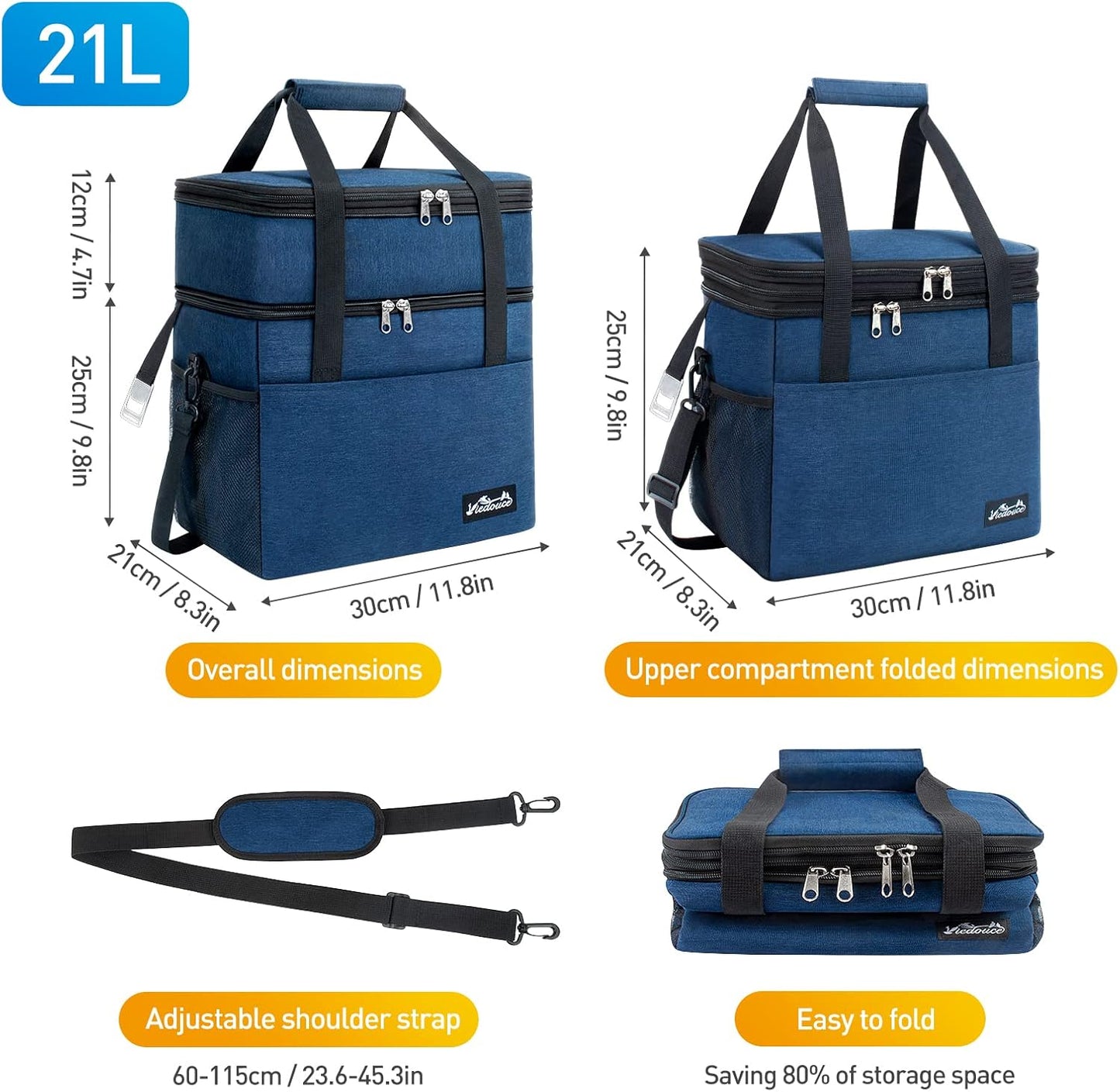 Faltbare Kühltasche, 21l-marineblau / 21L