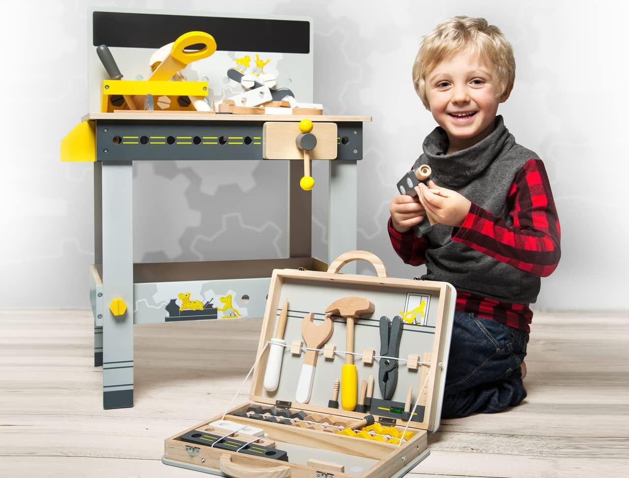 Werkbank für Kinder mit Zubehör-Set, Werkbank gross