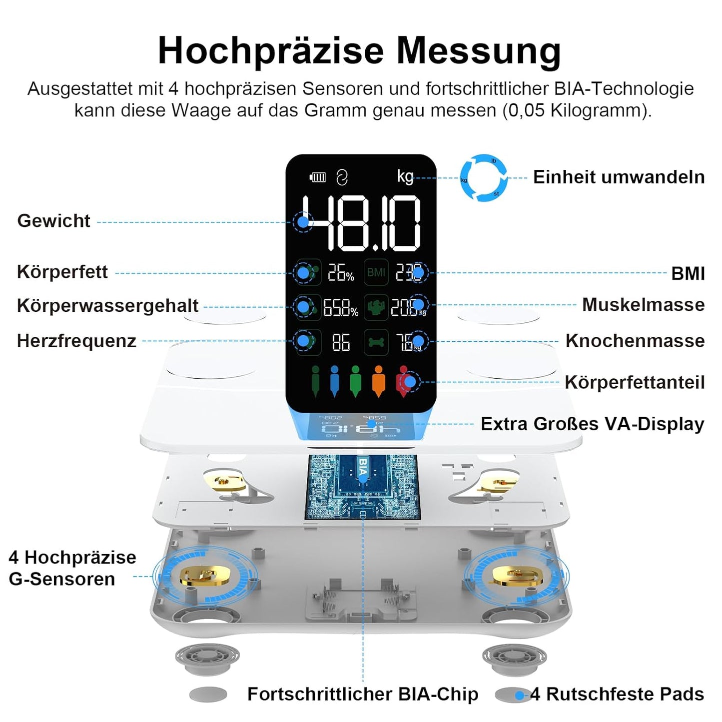 Digitale Körperfettwaage, 280 weiss