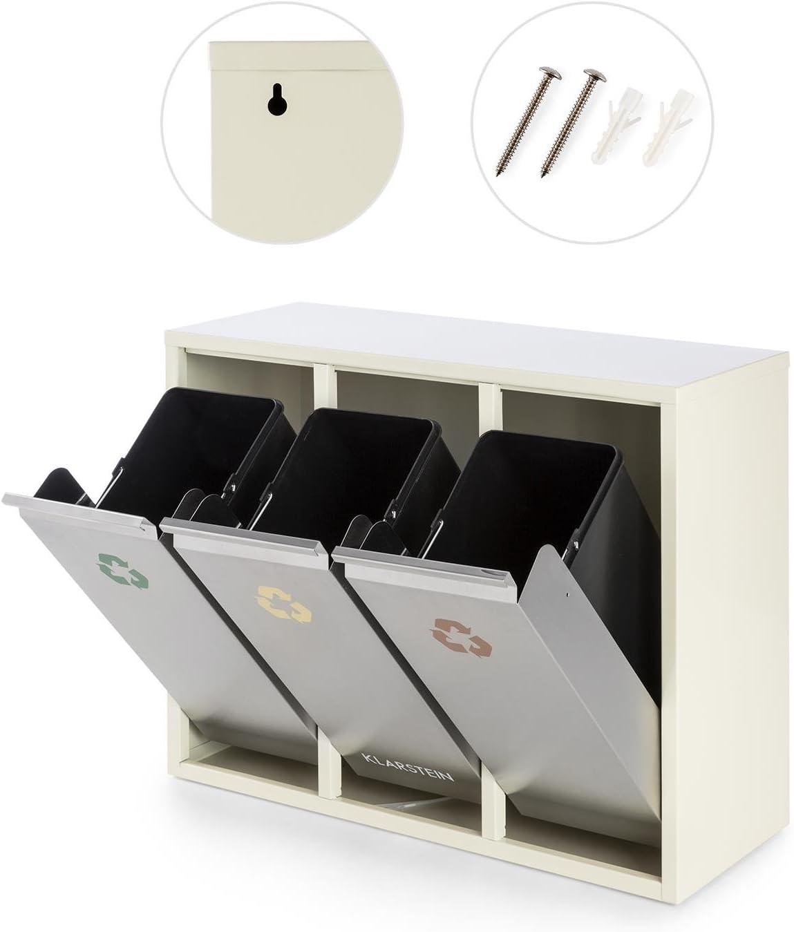 Mülltrennsystem - Ordnungshüter 3, 45 Liter creme-silber