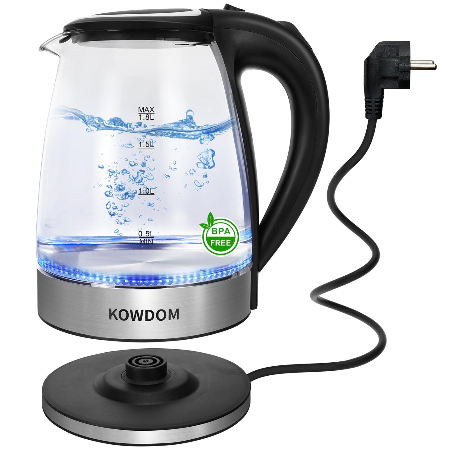 Glas-Wasserkocher 1,8L mit LED-Beleuchtung