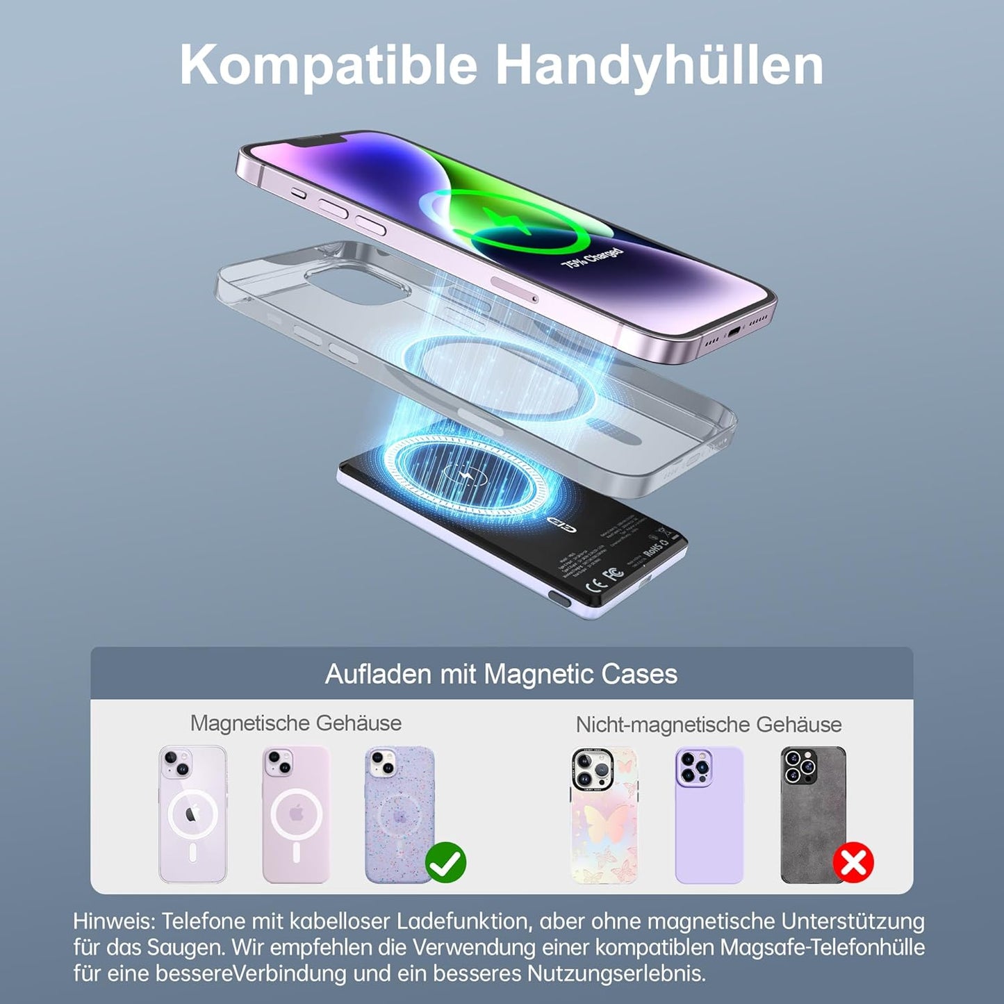 Magnetische MagSafe Powerbank, Mauve